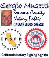 Sergio Musetti Sonoma County Notary Signing Agent California